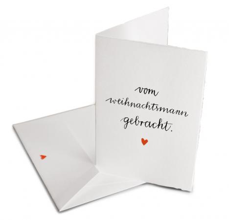 Weihnachtsgrußkarte Büttenpapier edel Allerfröhlichste Weihnachtsgrüße Klappkarte Kalligrafie schwarz weiß