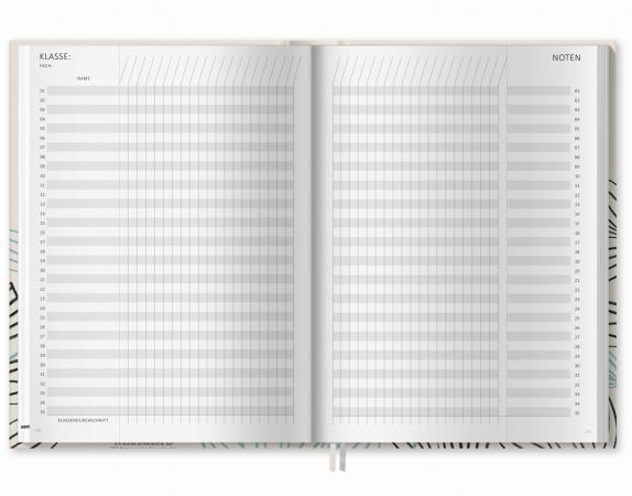 Lehrerkalender für Schuljahr 2023 2024, weiß, mit Stundenplan, Klassenlisten, Kontaktlisten, Klassenarbeiten Planung, Vertretungsstunden, u.v.m.