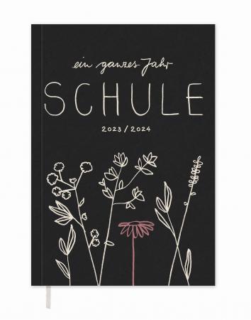 Lehrerkalender 2023 2024 dunkelgrau weiß rosa mit Planungshelfer für Unterrichtsvorbereitung und Schuljahr Planung