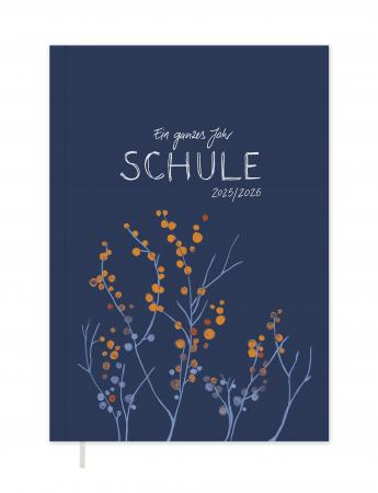 Lehrerkalender 2025 2026 blau mit Blumen mit Planungshelfer für Unterrichtsvorbereitung und Schuljahr Planung