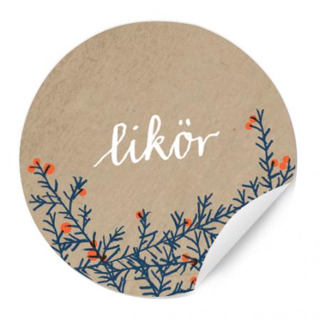 Likör Etiketten im Vintage Design in Beige Blau mit Beeren