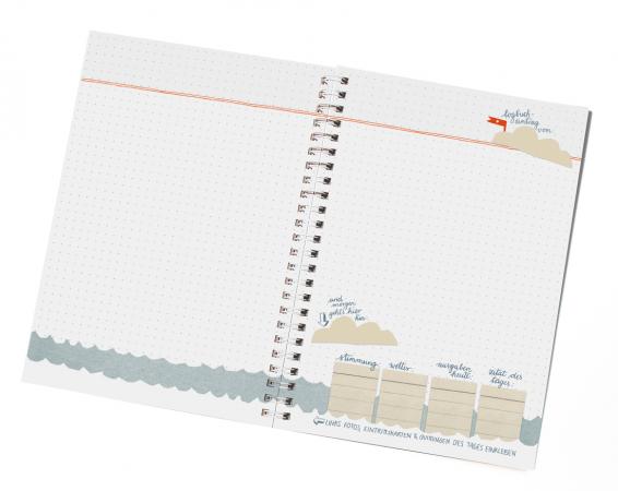 A5 Reisetagebuch im Retro Vintage Design in Blau Beige