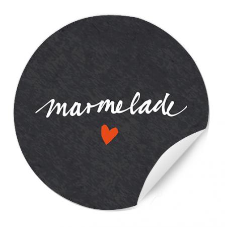 Marmeladenetiketten mit Herz - Schwarz Weiß | 24 Sticker im Handlettering Design | selbstklebende Etiketten für selbstgemachte Marmelade & Einmachgläser