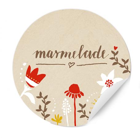 Marmeladenetiketten mit Blumen - CREME | 24 Sticker im floralen Vintage Design | selbstklebende Etiketten für selbstgemachte Marmelade & Einmachgläser