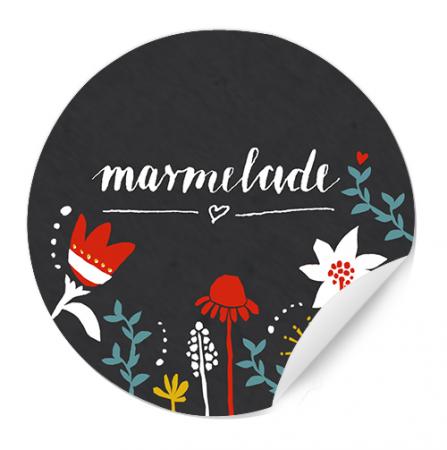 Marmeladenetiketten mit Blumen - BUNT | 24 Sticker im floralen Vintage Design | selbstklebende Etiketten für selbstgemachte Marmelade & Einmachgläser