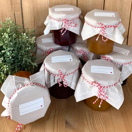 Marmeladendeckchen Beige zum Verschenken von Marmeladengläser und selbstgemachte Marmelade