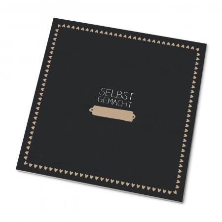 Marmeladendeckchen für Dankeschön Gastgeschenke im Schultafel Design, Schwarz Beige Weiß