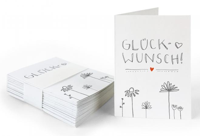 25 Geschenkanhänger Glückwunsch! | Weiß mit Blumen | mini Glückwunschkarten zum Geschenke Beschriften | A7 Handlettering Recyclingpapier Klappkarten