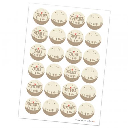 Monate Sticker zum Basteln, Dekorieren und Verpacken