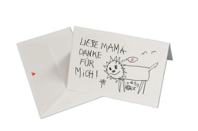 Charmante Spruchkarte & Muttertagskarte mit niedlicher Kinderzeichnung