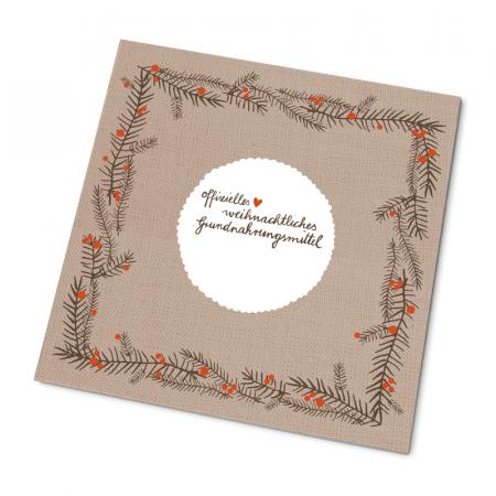Marmeladendeckchen als Weihnachtsgeschenk im Handlettering Design, Beige Rot
