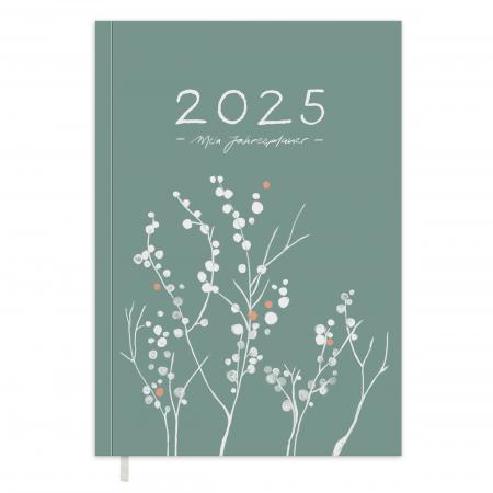 Kalender 2025 grün mit Hilfestellungen für mehr Achtsamkeit