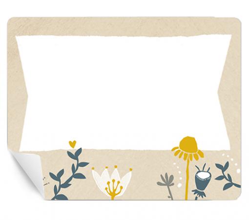 15 Freitext Aufkleber | eckige Etiketten selbstklebend zum selbst beschriften | für Hochzeit, Marmelade & Geschenke | Creme Weiß mit Blumen | Retro Design