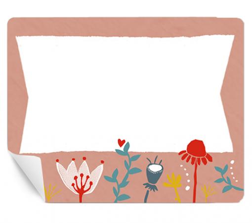 15 Freitext Aufkleber | eckige Etiketten selbstklebend zum selbst beschriften | für Hochzeit, Marmelade & Geschenke | Rosa mit Blumen | Retro Design