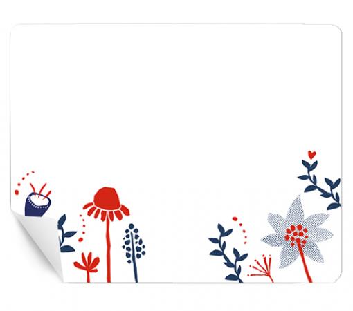 15 Freitext Aufkleber | eckige Etiketten selbstklebend zum selbst beschriften | für Hochzeit, Marmelade & Geschenke | Weiß Rot Blau mit Blumen | Retro Design