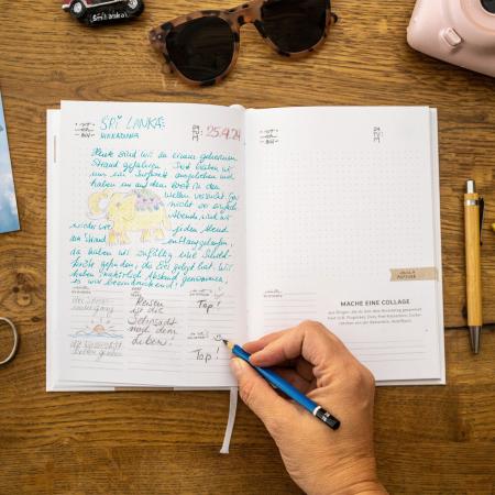 A5 Reisetagebuch mit Aufgaben im Retro Vintage Design