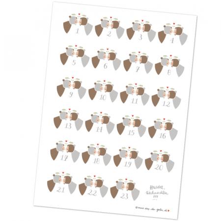 Adventskalenderzahlen selbstklebend zum Adventskalender Basteln für Kinder & Erwachsene, Retro Design