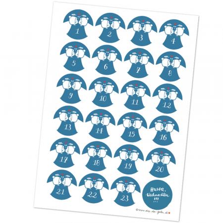 Adventskalenderzahlen selbstklebend zum Adventskalender Basteln für Kinder & Erwachsene, Retro Design