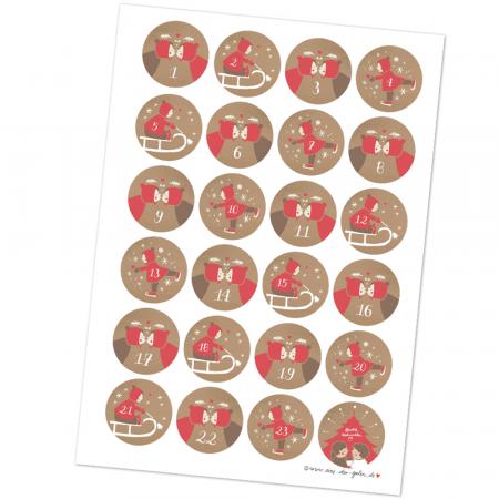 Geschmackvolle Adventskalenderzahlen zum Adventskalender Basteln für Mädchen in Beige Weiß Rot