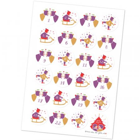 Geschmackvolle Adventskalenderzahlen zum Adventskalender Basteln für Mädchen in Weiß Rot Lila