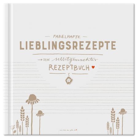 Rezeptbuch zum selbst gestalten, Vintage Collage Design in Weiß Grau Beige