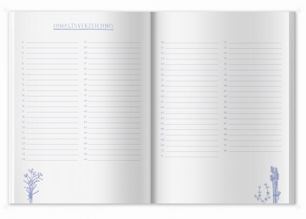 Rezeptbuch zum selbst gestalten, Vintage Design in Blau Rosa