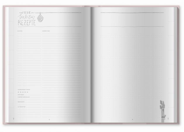 Notizbuch Rezeptbuch zum SelberschreibenI love to cook stoffbezogen A5 Hardcover 190 Seiten 80g Papier blanko Küchenartikel Retro Kochen Hobbykoch Geschenkidee 