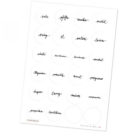Selbstklebende Gewürzetiketten zum Beschriften, Schwarz Weiß Kalligrafie Design