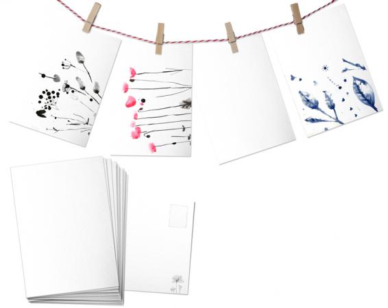 Blanko Osterkarten oder Weihnachtskarten weiß zum individuell gestalten aus Aquarellpapier für Kinder und Erwachsene