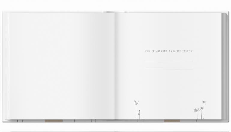 Taufbuch Blanko, Gästebuch weiß mit Blumen für Taufe, Taufgeschenk