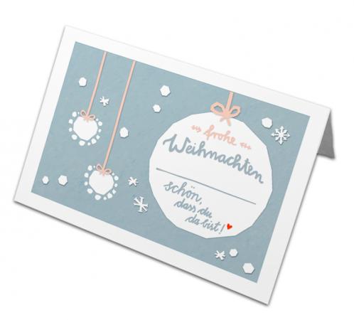Tischkarten für Weihnachten, Vintage, Weihnachtsdeko,  Hellblau Weiß Rosa