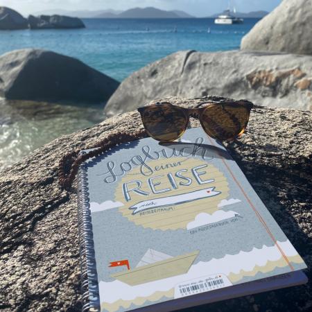 Reistagebuch Blau A5 zum selberschreiben mit Checkliste und 50 Blanko Seiten
