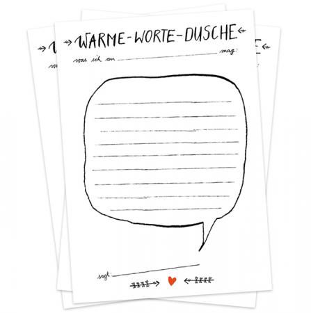 Postkarten Warme Worte Dusche, Recyclingpapier, Partyspiel & Hochzeitsspiel in schönem Kalligrafie Design 3-100 Stück