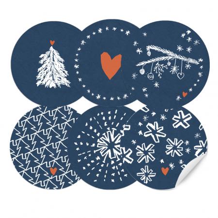 Weihnachtssticker für eure Weihnachtsdeko in Blau Weiß