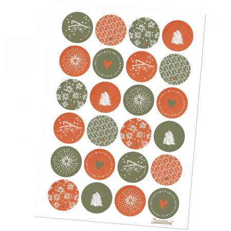 Weihnachtssticker als Weihnachtsdeko Rot Grün Weiß