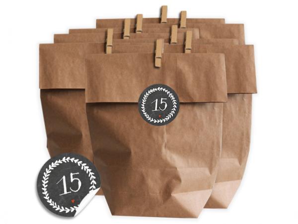 Adventskalender geschenktüten papiertüten adventskalenderzahlen grau anthrazit schwarz tafellook industrial männer design
