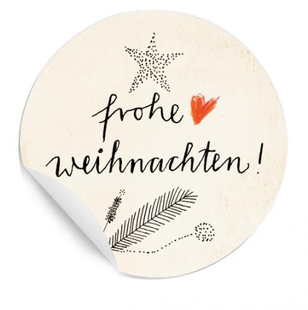 Frohe Weihnachten Weihnachtssticker Deko Creme Beige