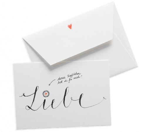 Valentinskarte Liebe - dieses Tüpfelchen bist du für mich - Grußkarte aus Bütte inkl. Umschlag mit kleinem roten Herzchen