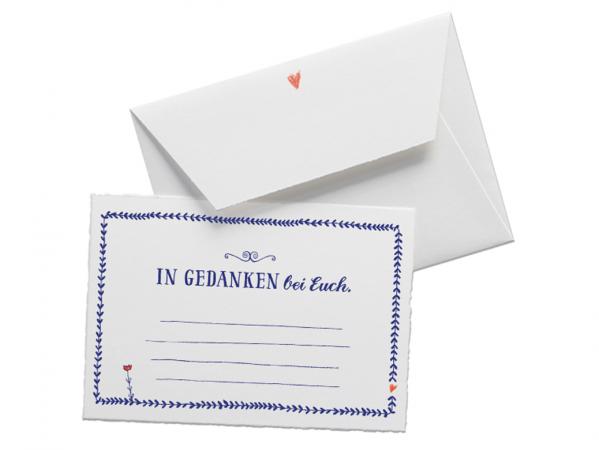 beileidskarte, beileid, trauer, trauerkarte, büttenkarte, grußkarten, büttenpapier, bütte, abschied, mut, motivation, gedanken, gruß, blau, weiß, design, tusche, delfter, holland, design, schlicht, dezent, elegant