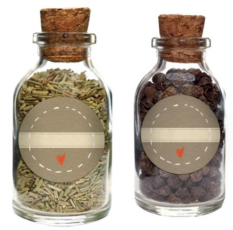 24 Aufkleber zum Selbstbeschriften von Gewürzen rund 4cm beige natur selbstklebend