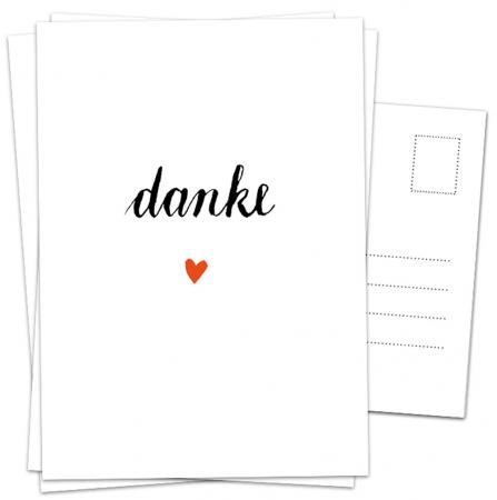 Dankeskarten - danke | Weiß Schwarz Kalligrafie Design mit Herz | Recyclingpapier Danksagungskarten | Danksagungen für Hochzeit, Geburt, Taufe