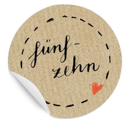 Zahlensticker Adventskalenderzahlen Kraftpapier Optik beige braun 4cm