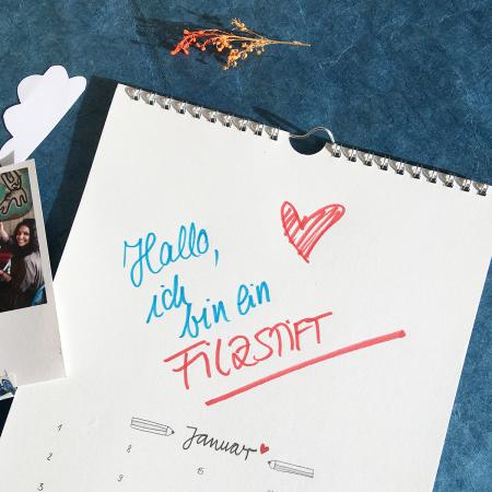 Bastelkalender 2021 weiß in A4 mit Blumendeko inkl. Feiertage auch für Filzstifte geeignet