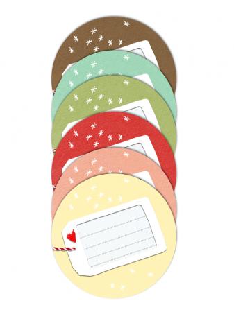 24 Freitext Etiketten für allerlei Selbstgemachtes Pastell Mix, 24 runde Sticker in 6 Farben zum selbst beschriften für selbstgebackene Plätzchen, Geschenke, Mitgebsel etc., 4cm rund