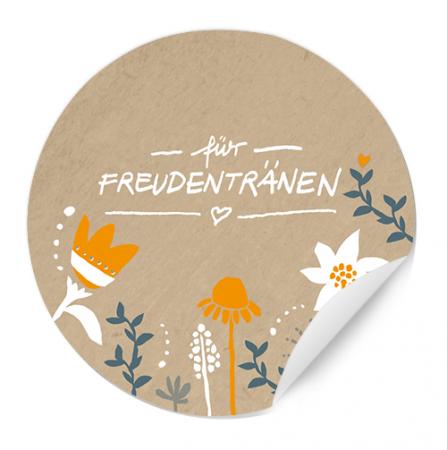 Beige Freudentränen Aufkleber für Taschentücher, Hochzeit Gastgeschenke
