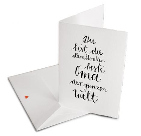Glückwunschkarte - Du bist die beste Oma - Dankeschön Grußkarte mit Umschlag zum Muttertag oder Geburtstag, Bütten Klappkarte