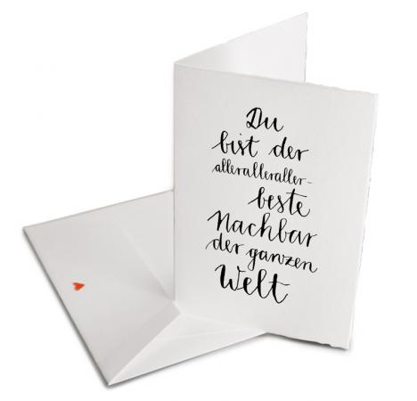 Du bist der allerallerallerbeste Nachbar der Welt, Glückwunschkarte für den Nachbarn, Dankeskarte, Dankeschön als kleine Aufmerksamkeit, Geburtstagskarte, Grußkarte als Dankeschön, zum Jubiläum, Geburtstag, Klappkarte aus Büttenpapier mit Umschlag