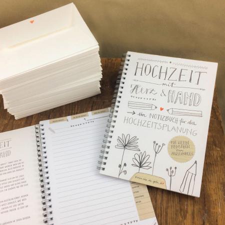 Notizbuch mit Register als Hochzeitplaner für deine Hochzeit, A5, Retro Vintage Design mit Blumen