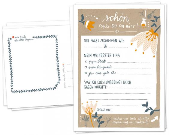 Partyspiel für die Hochzeit im schönen floralen Design, Beige