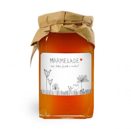 Marmeladenetiketten Selbstklebend zum Beschriften und Verschenken von Marmelade, Handlettering Blumen Design, Grau Weiß